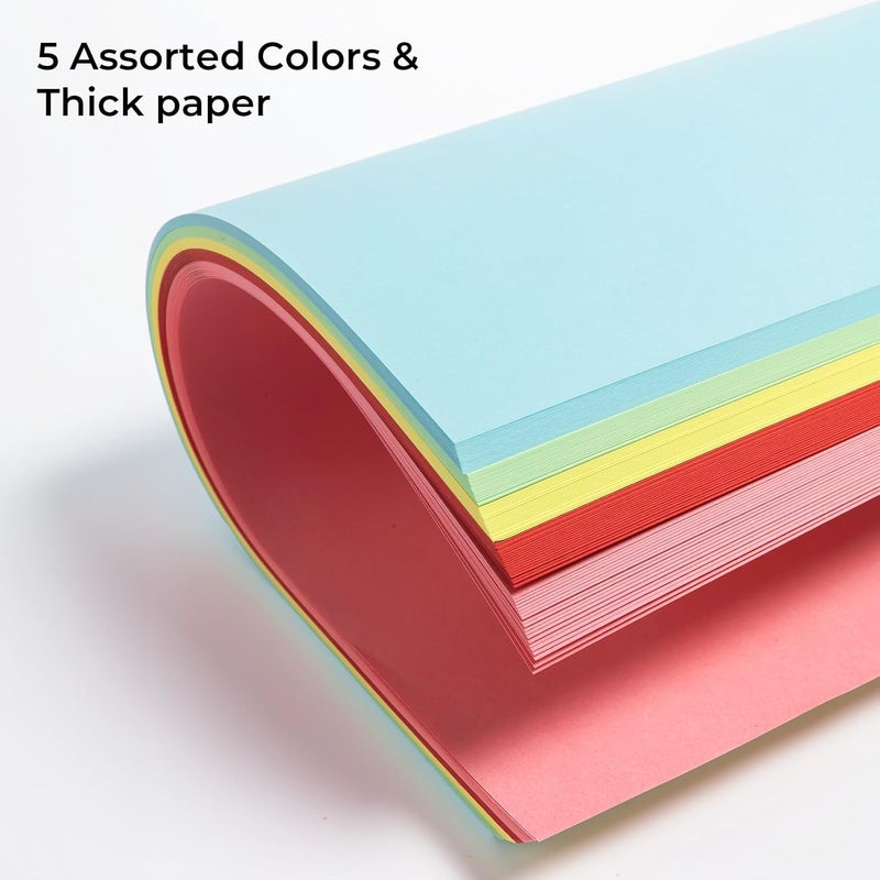 MG 100 Sheets Colored Copy Printing Paper 5 Assorted Colors, 8.3 X 11.7 in Construction Paper for Card Making Scrapbooking School Office DIY Craft - Image 4